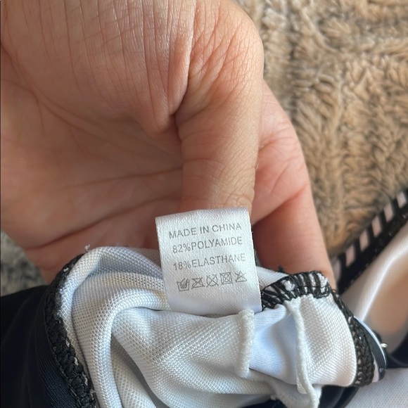 Black and White Striped One-Piece Swimsuit size medium - Picture 7 of 9